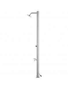 Doccia da Giardino con Base Grigia 220 cm in Acciaio Inox