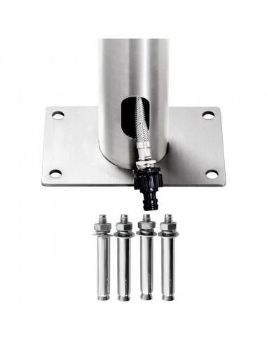 Doccia da Giardino con Base Grigia 220 cm in Acciaio Inox