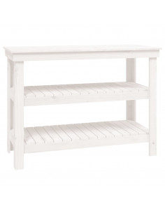 Banco da Lavoro Bianco 110,5x50x80 cm in Legno Massello di Pino