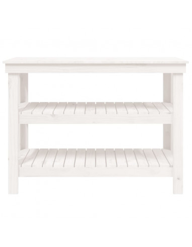 Banco da Lavoro Bianco 110,5x50x80 cm in Legno Massello di Pino