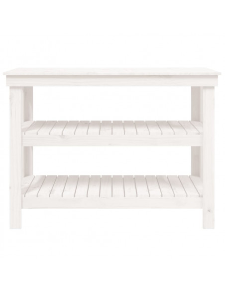 Banco da Lavoro Bianco 110,5x50x80 cm in Legno Massello di Pino