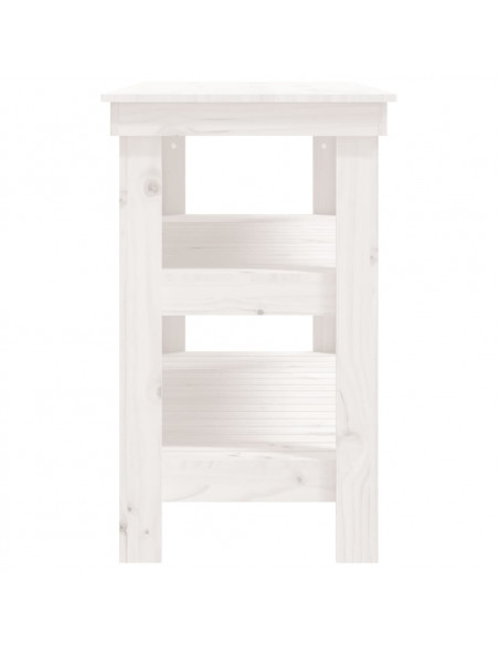 Banco da Lavoro Bianco 110,5x50x80 cm in Legno Massello di Pino