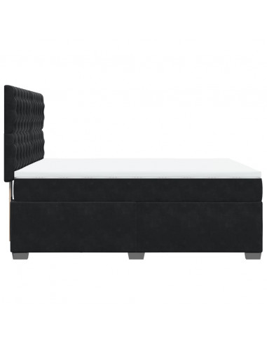 Giroletto a Molle con Materasso Nero 140x200 cm in Velluto