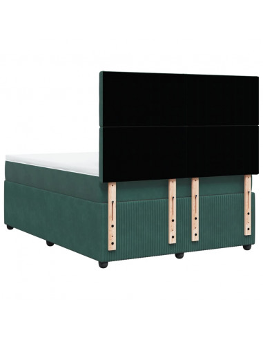 Giroletto a Molle con Materasso Verde Scuro 140x190 cm Velluto