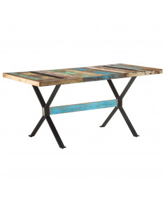 Tavolo da Pranzo 160x80x76 cm in Legno Massello di Recupero 2