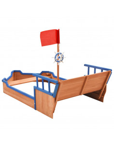 Sabbiera Nave dei Pirati in Legno di Abete 190x94,5x101 cm