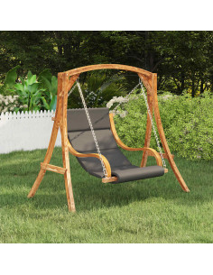 Sedia a Dondolo con Cuscino in Legno Curvato Finitura in Teak