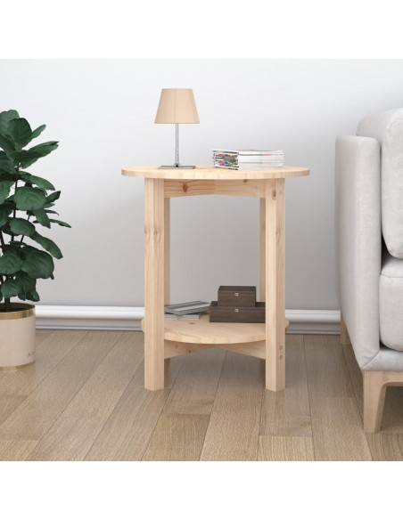 Tavolino da Salotto Ø 55x60 cm in Legno Massello di Pino