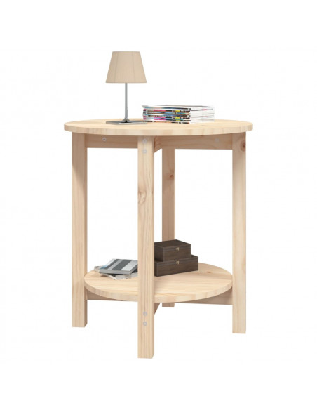 Tavolino da Salotto Ø 55x60 cm in Legno Massello di Pino