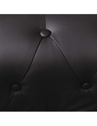 Divano Chersterfield a 5 Posti in Pelle Artificiale Nera