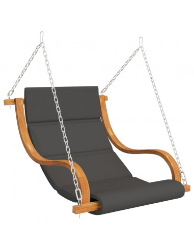 Sedia a Dondolo con Cuscino e Tetto in Legno Massello di Abete