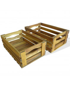 Cassetta per Mele Set 2 pz in Legno Massello di Acacia