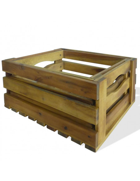 Cassetta per Mele Set 2 pz in Legno Massello di Acacia