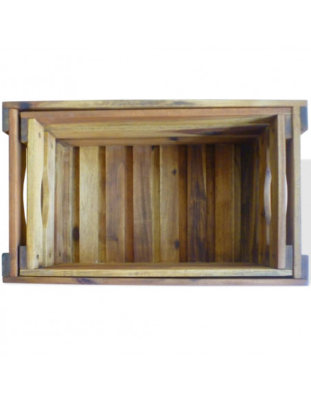 Cassetta per Mele Set 2 pz in Legno Massello di Acacia