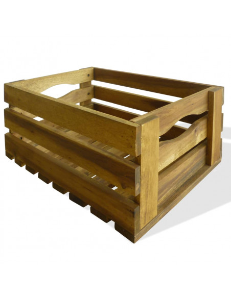 Cassetta per Mele Set 2 pz in Legno Massello di Acacia