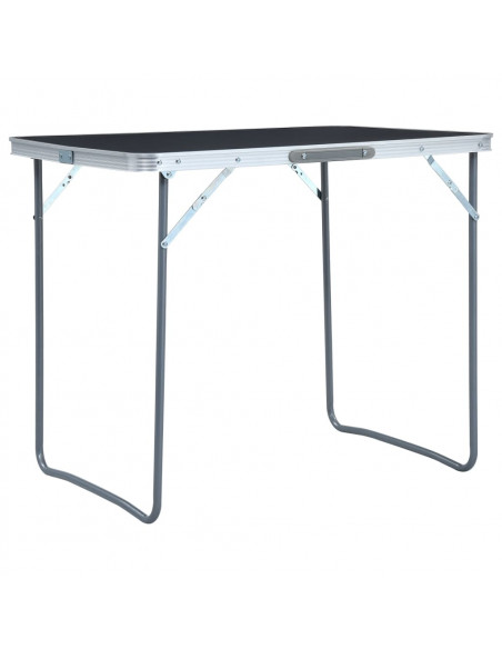 Tavolo da Campeggio Pieghevole Telaio in Metallo 80x60cm Grigio