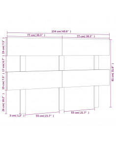 Testiera per Letto 154x3x81 cm in Legno Massello di Pino