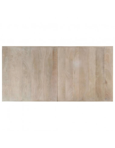 Tavolo da Pranzo Bianco 160x80x75 cm in Legno Massello di Mango