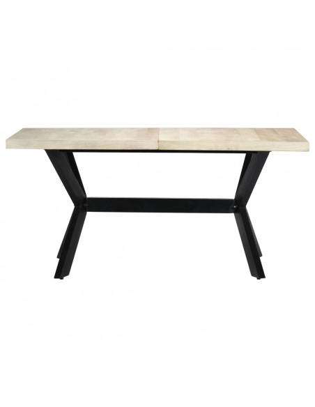 Tavolo da Pranzo Bianco 160x80x75 cm in Legno Massello di Mango