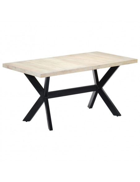 Tavolo da Pranzo Bianco 160x80x75 cm in Legno Massello di Mango