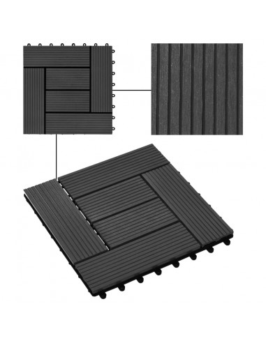 Piastrelle per Decking in WPC 11 pz 30x30cm 1 mq Nero