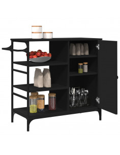 Carrello da Cucina Nero 87,5x38,5x84,5 cm in Legno Multistrato