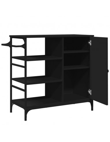 Carrello da Cucina Nero 87,5x38,5x84,5 cm in Legno Multistrato