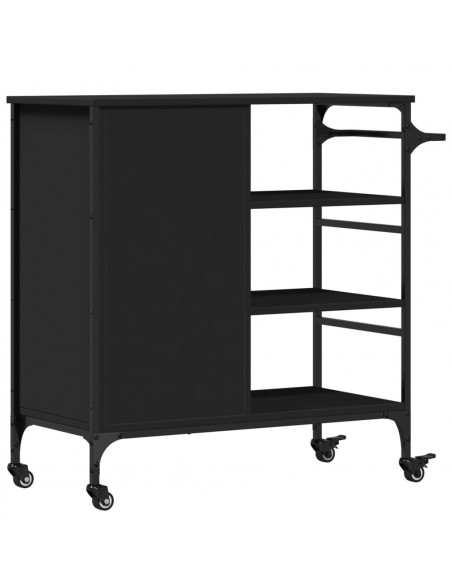 Carrello da Cucina Nero 87,5x38,5x84,5 cm in Legno Multistrato