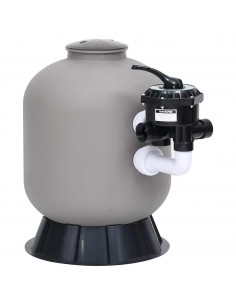 Filtro a Sabbia Laterale per Piscine Valvola 6 Vie 350mm Grigio