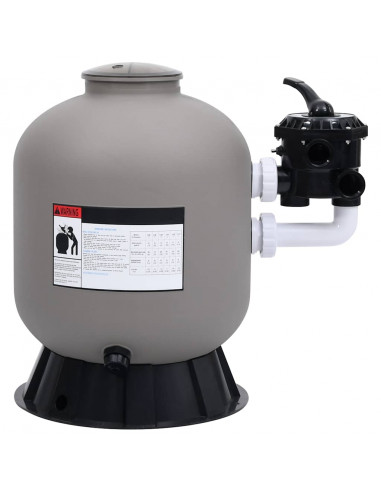 Filtro a Sabbia Laterale per Piscine Valvola 6 Vie 350mm Grigio