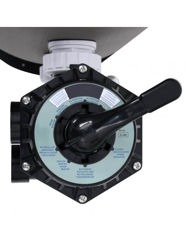 Filtro a Sabbia Laterale per Piscine Valvola 6 Vie 350mm Grigio