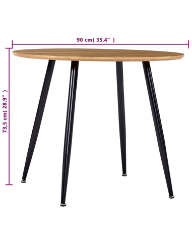 Tavolo da Pranzo Rovere e Nero 90x73,5 cm in MDF