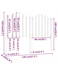 Testiera per Letto 146x4x100 cm in Legno Massello di Pino