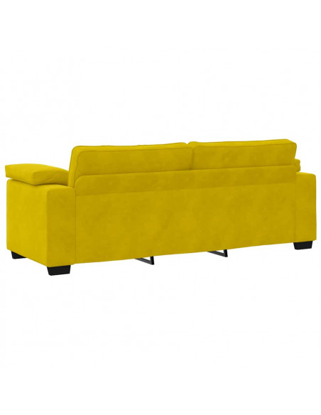 Divano a 3 Posti Giallo 178 cm in Velluto