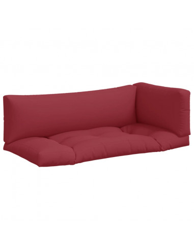 Cuscini per Pallet 3 pz Rosso Vino in Tessuto