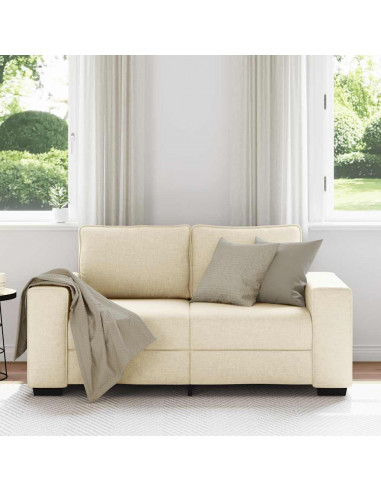 Divano a 2 Posti Crema 120 cm in Tessuto