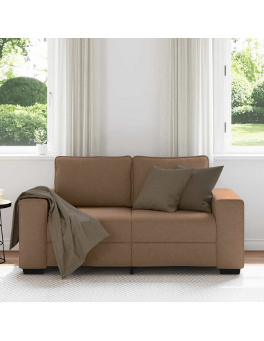 Divano a 2 Posti Marrone 120 cm in Tessuto