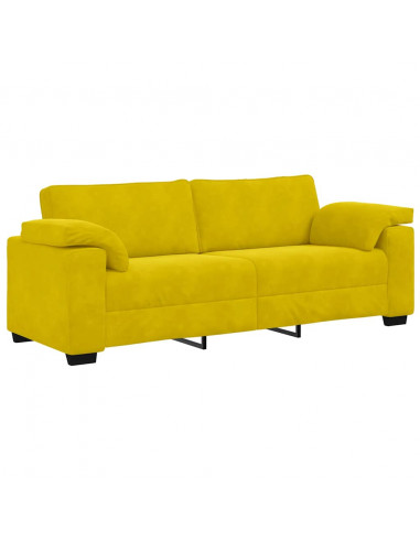 Divano a 3 Posti Giallo 178 cm in Velluto