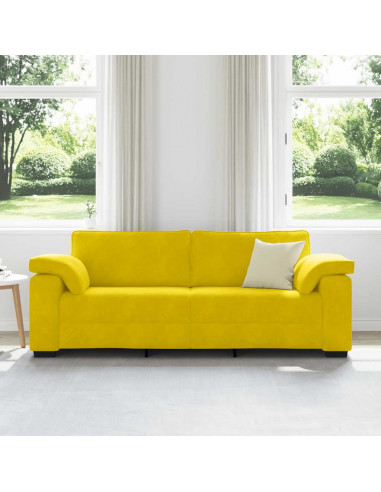 Divano a 3 Posti Giallo 178 cm in Velluto