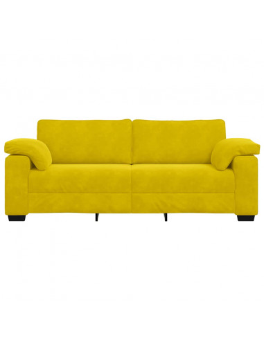 Divano a 3 Posti Giallo 178 cm in Velluto