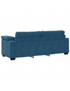 Divano a 3 Posti Blu 220x77x82 cm in Velluto