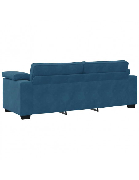 Divano a 3 Posti Blu 220x77x82 cm in Velluto