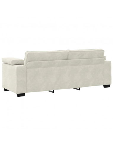 Divano a 3 Posti Crema 220x77x82 cm in Velluto
