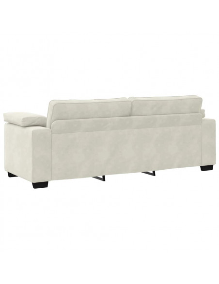 Divano a 3 Posti Crema 220x77x82 cm in Velluto