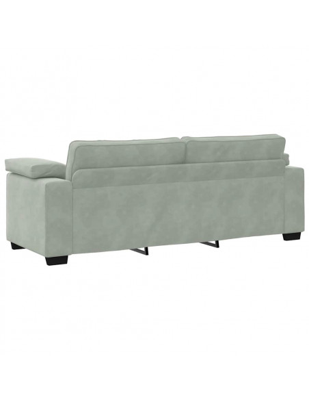 Divano a 3 Posti Grigio Chiaro 178 cm in Velluto