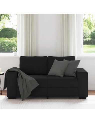 Divano a 2 Posti Nero 120 cm in Tessuto