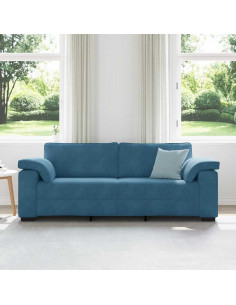 Divano a 3 Posti Blu 220x77x82 cm in Velluto 2