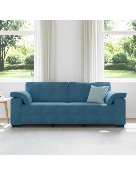 Divano a 3 Posti Blu 220x77x82 cm in Velluto