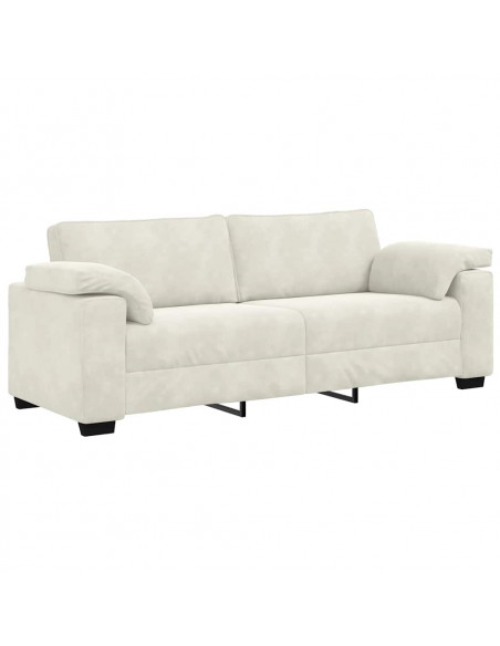 Divano a 3 Posti Crema 220x77x82 cm in Velluto