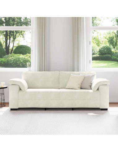 Divano a 3 Posti Crema 220x77x82 cm in Velluto